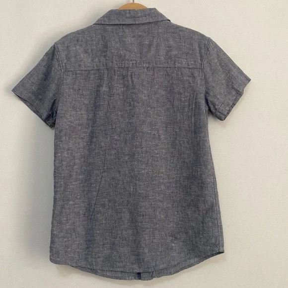 Boys Linen blend Collared Button up Shirt - Size 7 - Picture 3 of 4